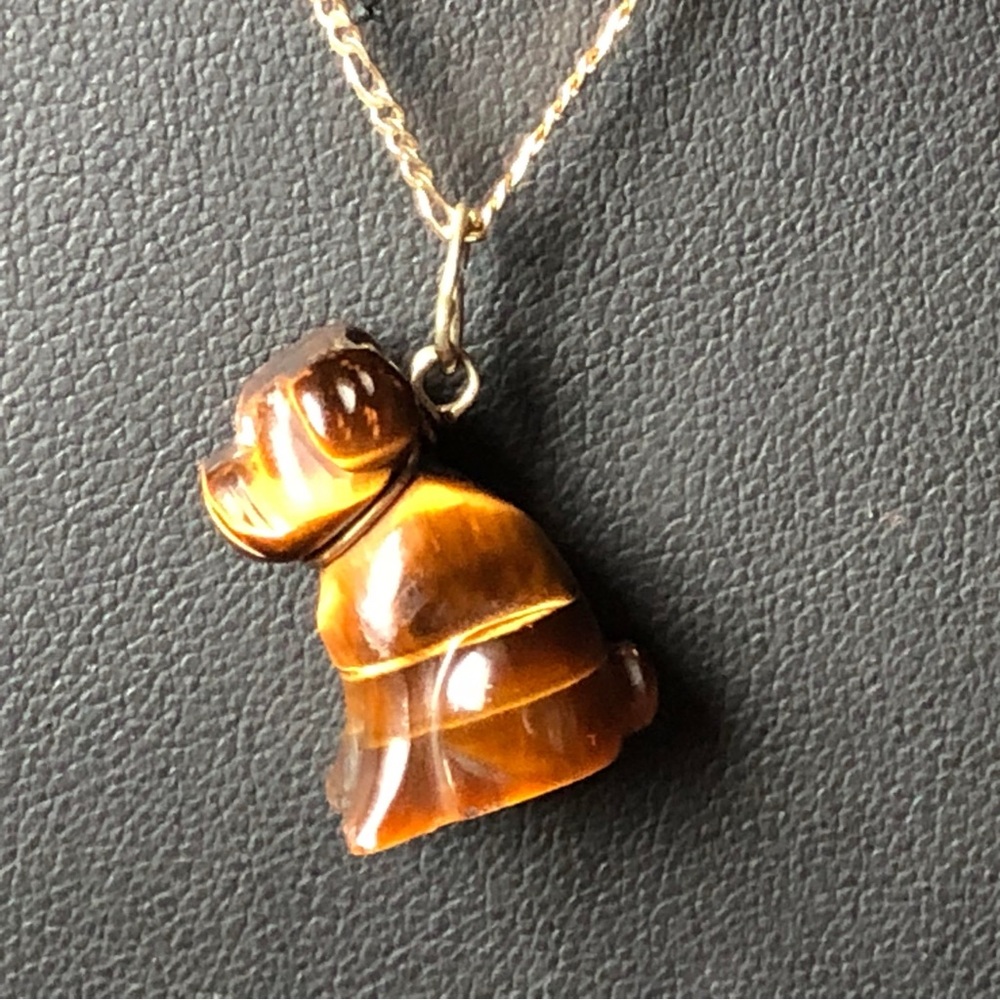 Antique fabrege dog pendent with diamond eyes in gold